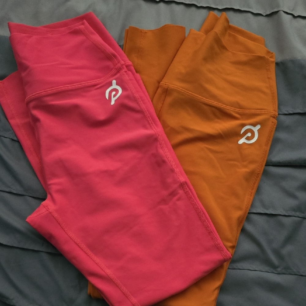 Pink and Orange Peloton Cadent Pocket Leggings - MEDIUM
